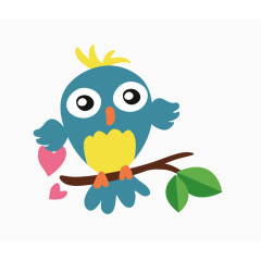 卡通手绘站在树枝上小鸟 