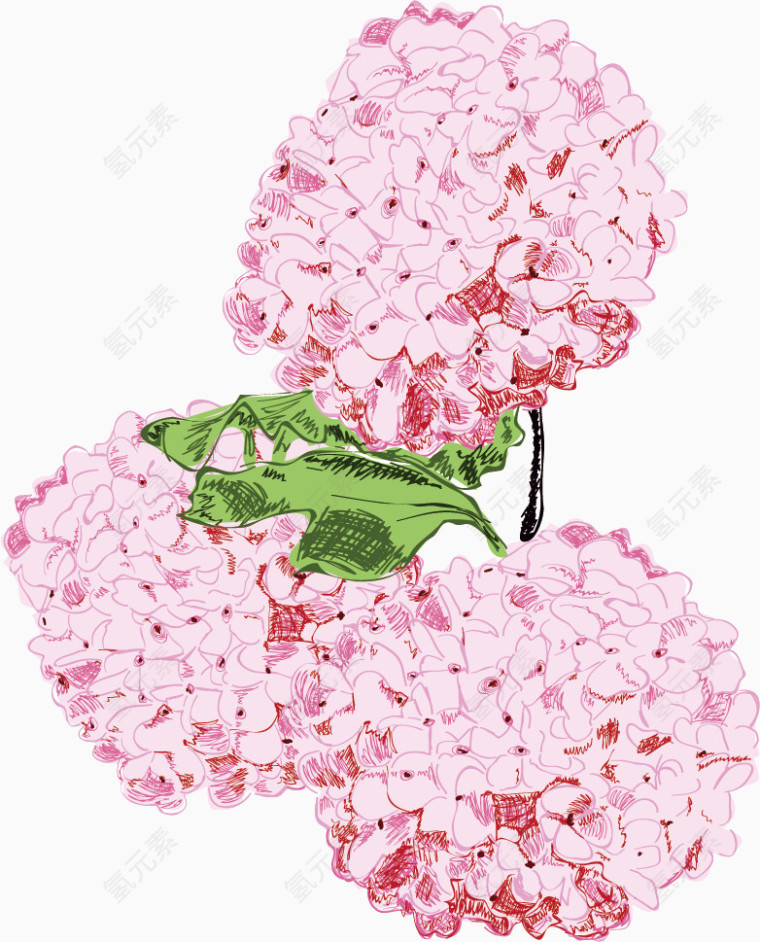 手绘风油画风水彩风粉色花朵