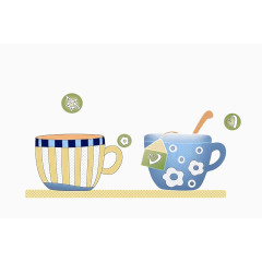 两个特殊图案的茶杯