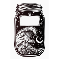 手绘黑白星空瓶