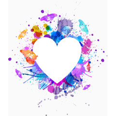 水彩墨迹爱心