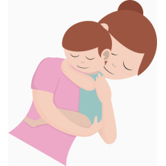 母亲抚摸孩子卡通人物