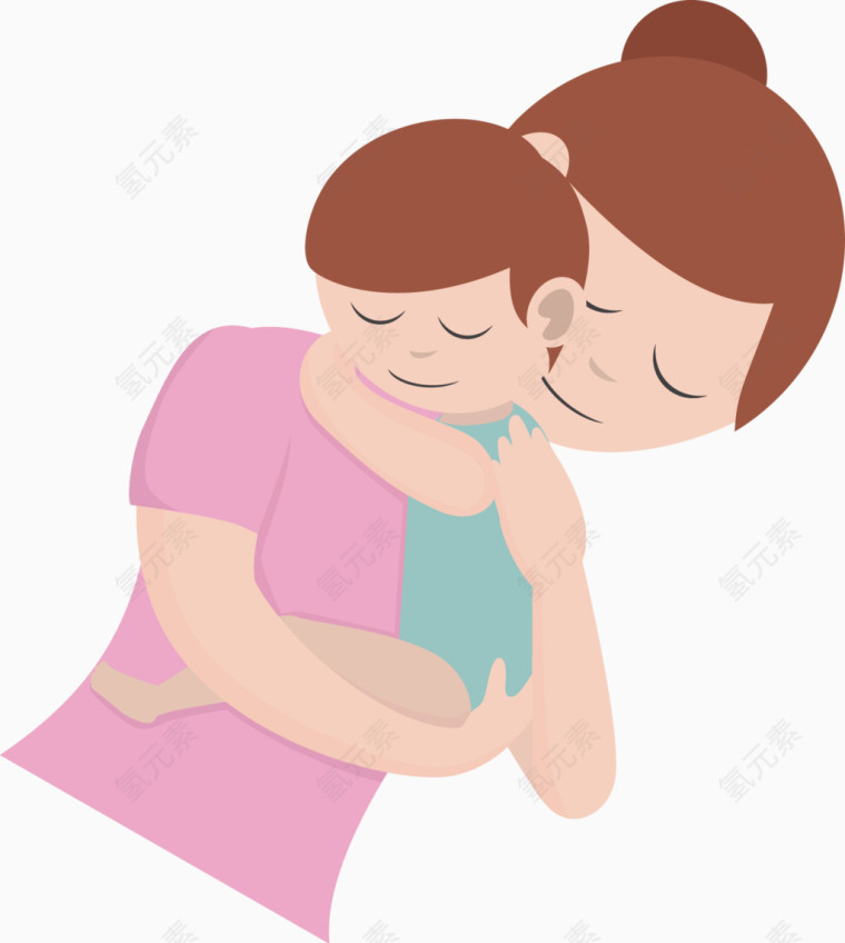 母亲抚摸孩子卡通人物