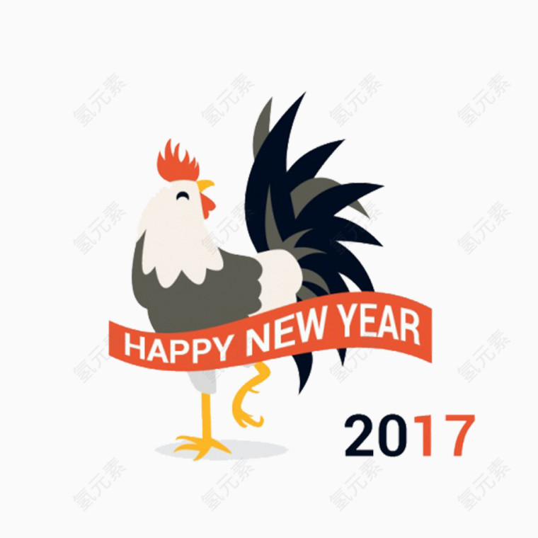 卡通2017年鸡年新年快乐