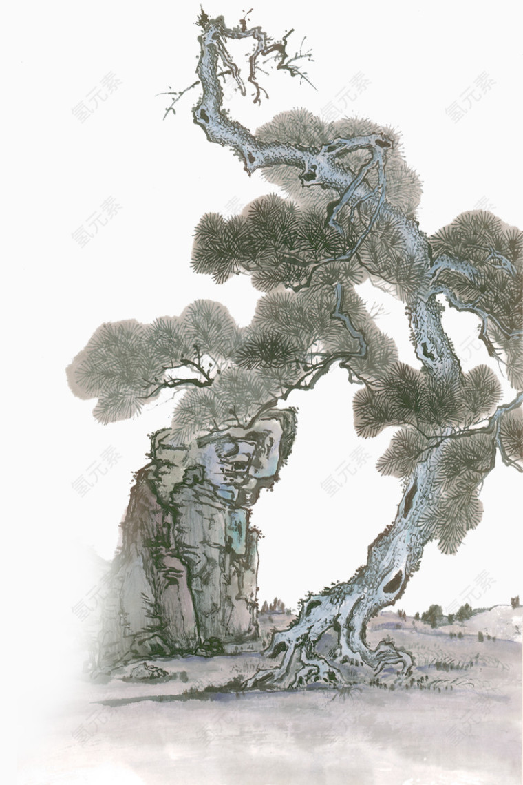 水墨青松