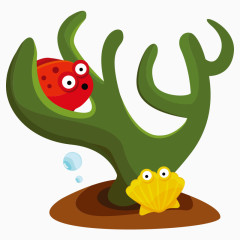 卡通海藻海洋动物