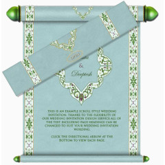 蓝色绿花的邀请函录取通知书