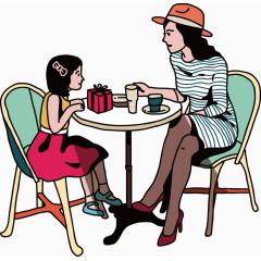 妈妈和孩子一起吃饭矢量图