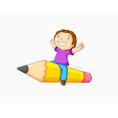 卡通铅笔飞行小男孩