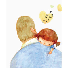 手绘父亲抱着孩子节日元素