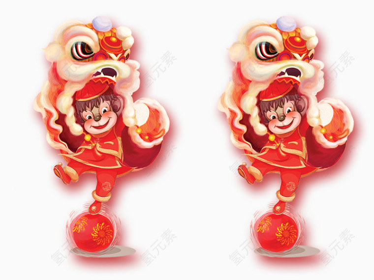 卡通手绘舞狮猴子