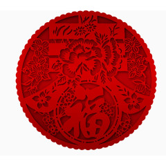 中国风剪纸春福
