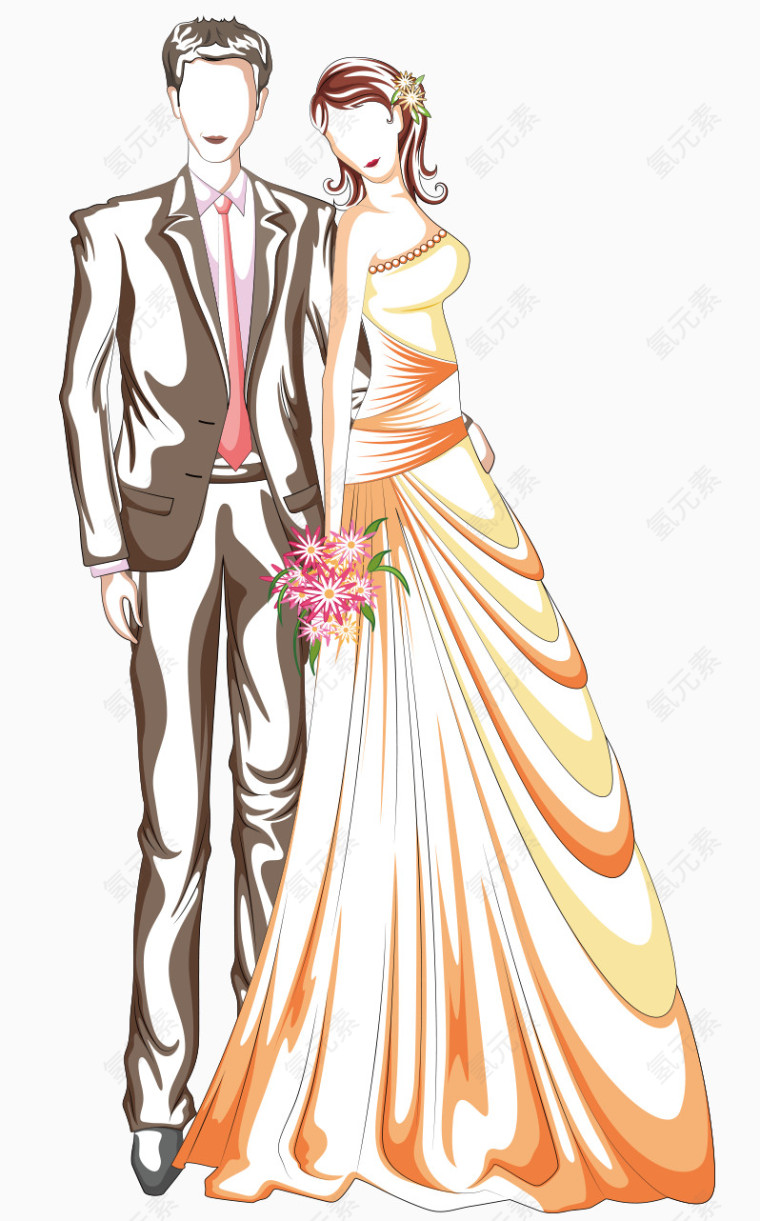 手绘结婚情侣