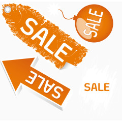 橙色促销标签装饰元素合集