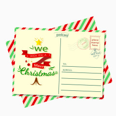 彩色条纹圣诞明信片