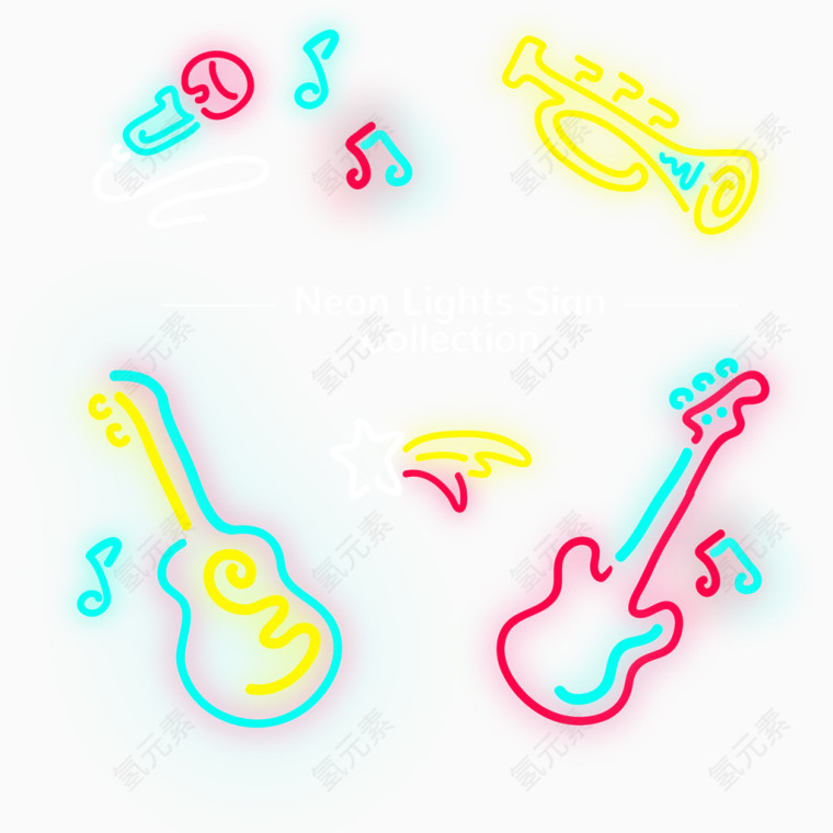 夜光手绘线条吉他
