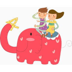 卡通手绘人物儿童大象