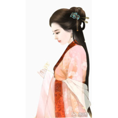 中国风手绘古典美女png