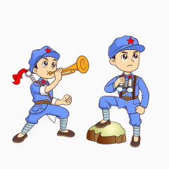 手绘卡通红军人物