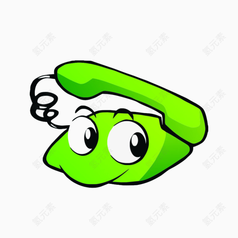 卡通手绘绿色电话