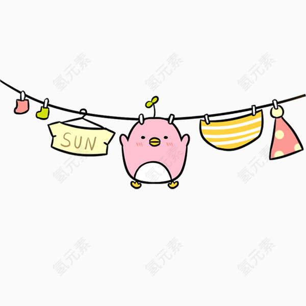 晾衣服的小猪