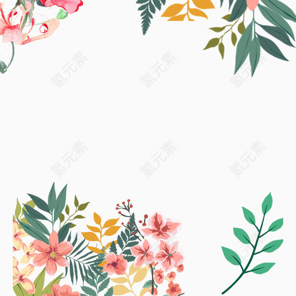 卡通手绘花丛草丛
