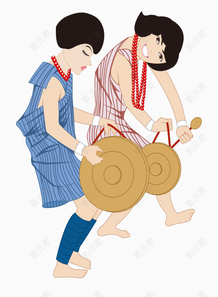 卡通手绘独龙族人物