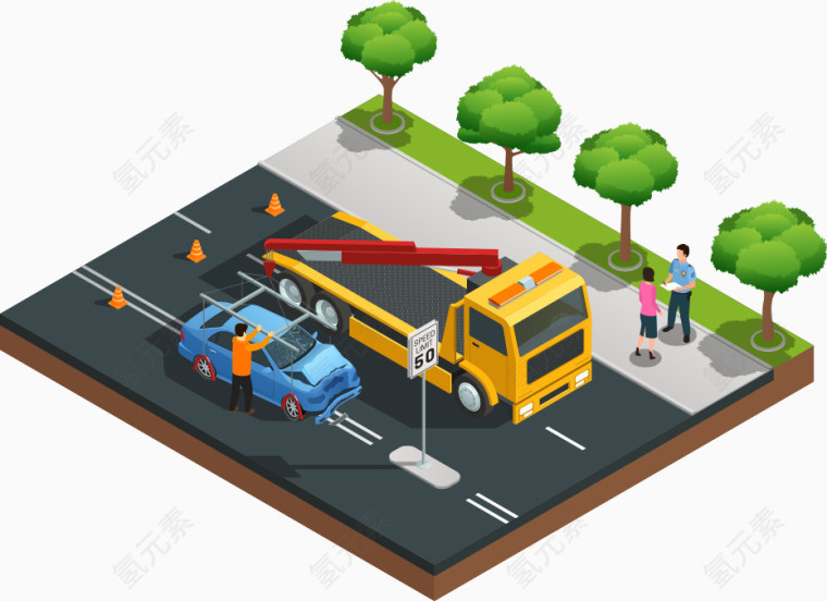 矢量公路上的汽车