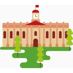 手绘学校建筑素材