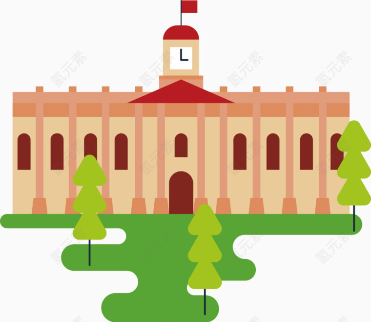 手绘学校建筑素材
