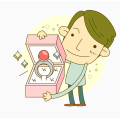 卡通手绘求婚男孩