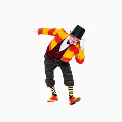 穿彩色衣服弯腰的小丑