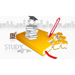 书本上的帽子和铅笔