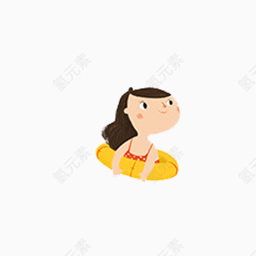 简约小清新可爱带游泳圈的女孩