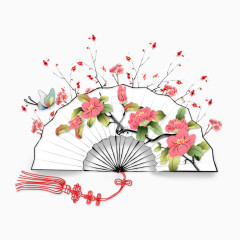 卡通手绘白色折扇