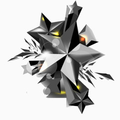 动感飞溅的金属五角星