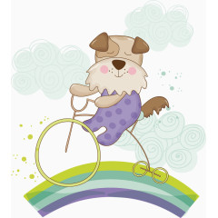 骑自行车的小狗矢量图