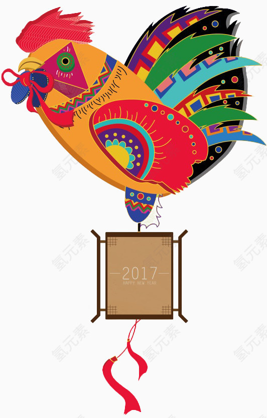 中国风鸡年灯笼插画