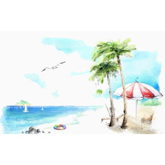 手绘海边图案