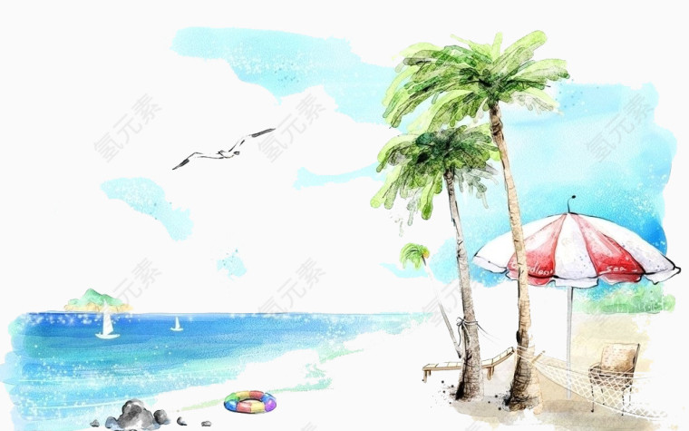 手绘海边图案