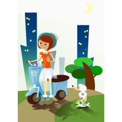 城市骑摩托女孩