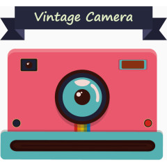 矢量复古拍立得相机