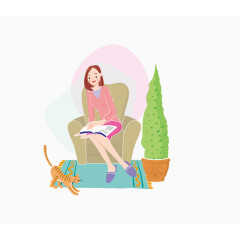 卡通蜗居看书人物