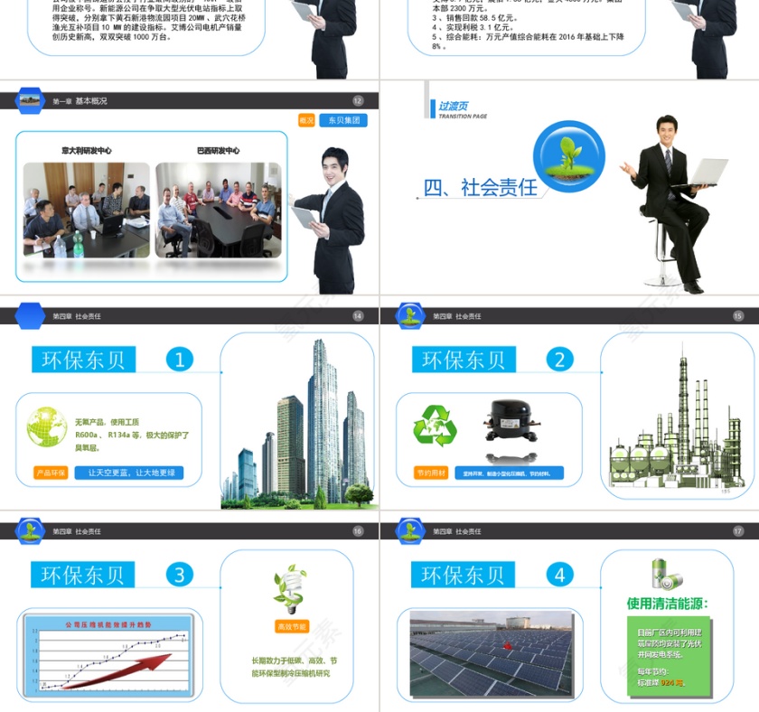 蓝色简约大气东贝集团工作总结模板第3张