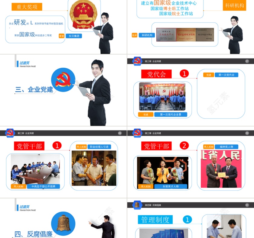 蓝色简约大气东贝集团工作总结模板第5张