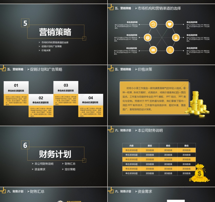 黑色高端商务商业创业计划书模板动态预览图第4张
