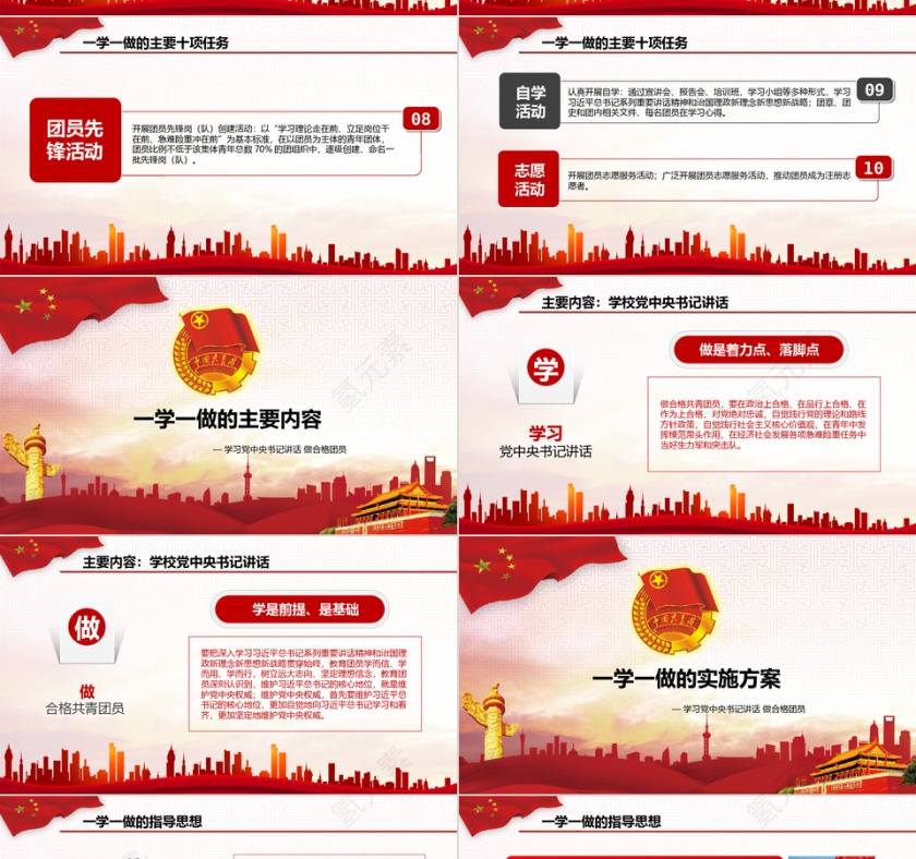 中国共青团一学一做学习党中央书记讲话做合格党员ppt第4张