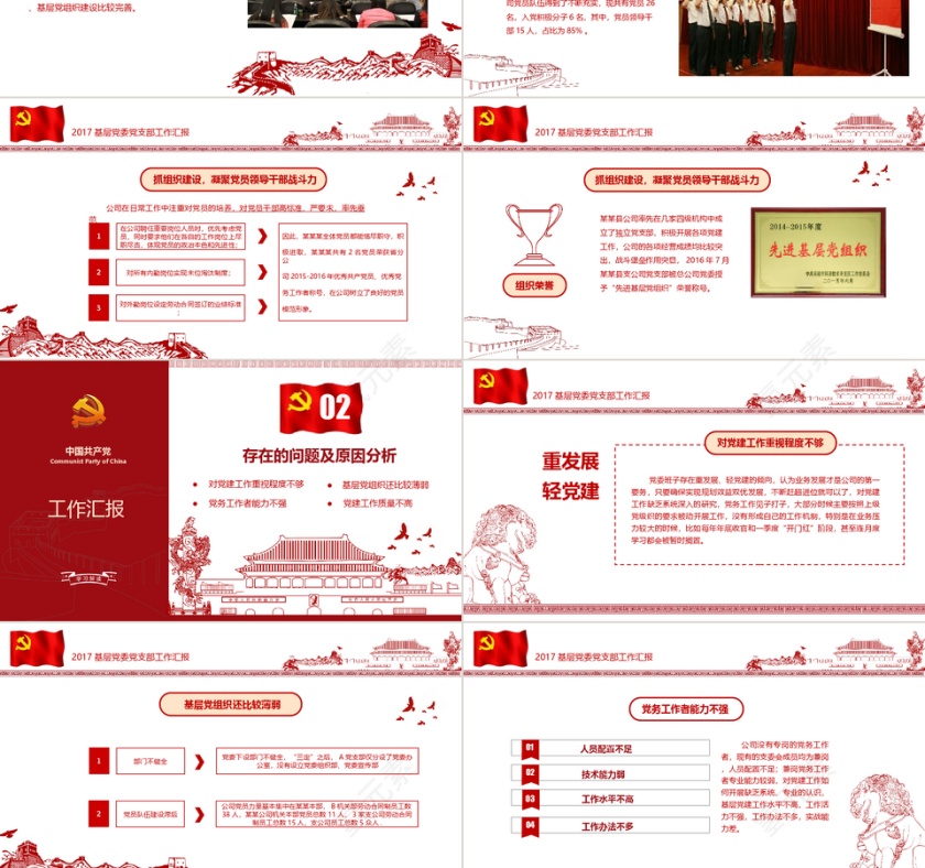 党支部党委工作报告PPT模板第3张