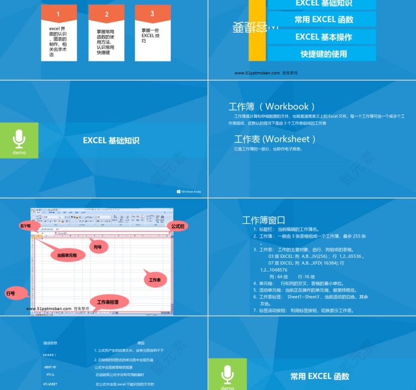 蓝色简约大气2007版Excel教程培训ppt模板第2张