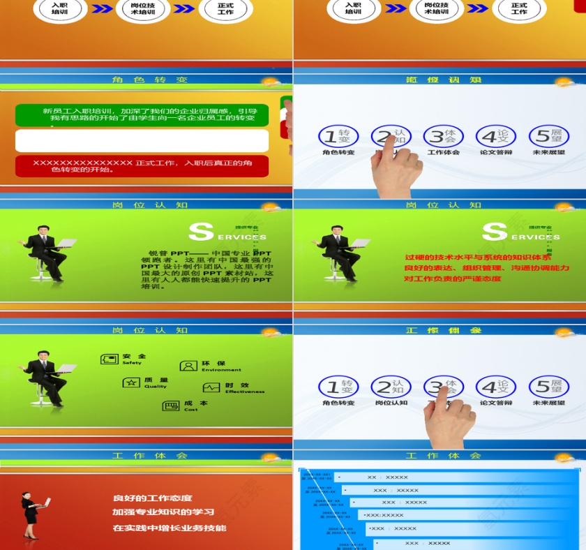 彩色大气转正述职报告年终总结ppt第2张